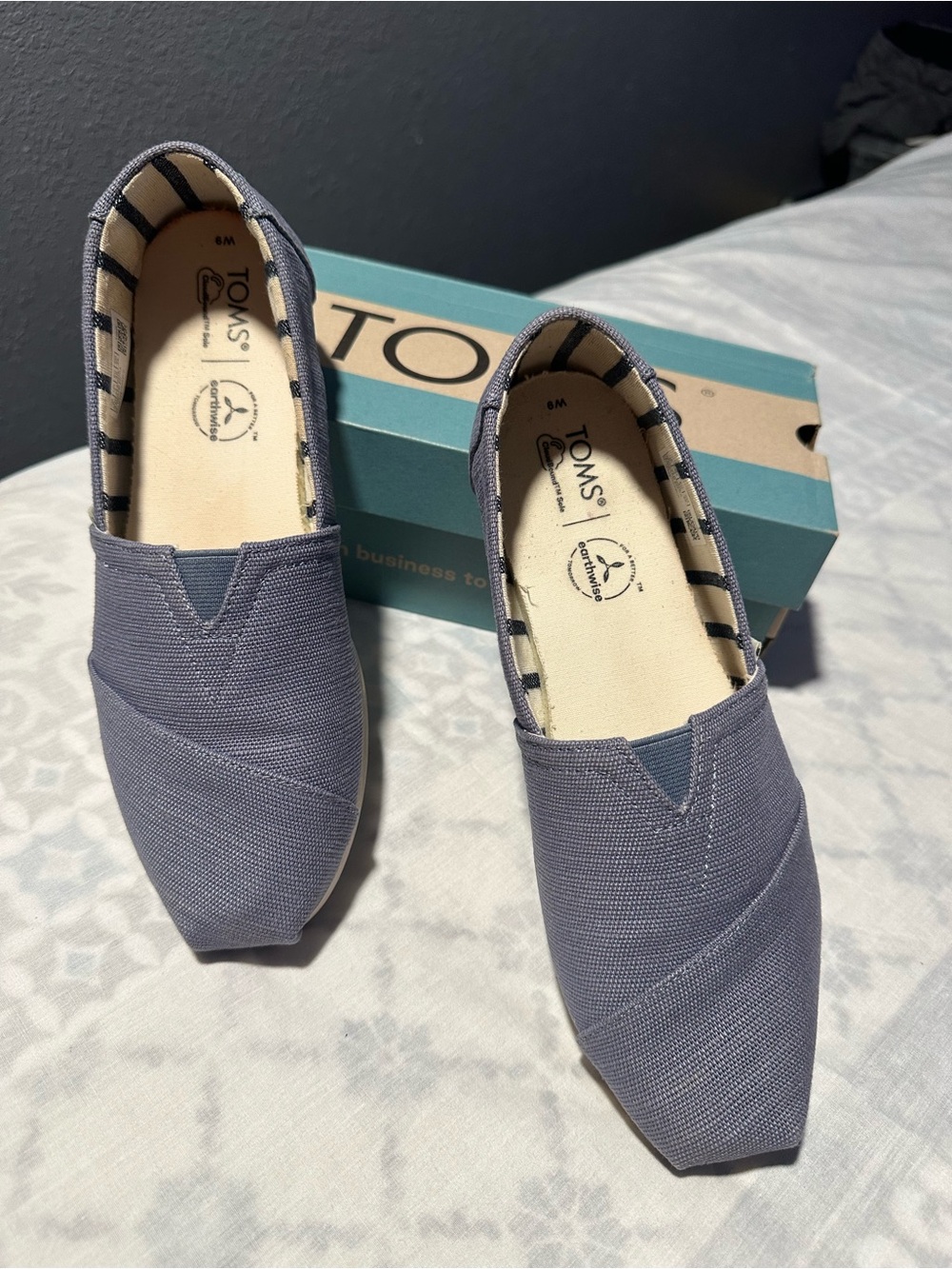 Toms Alpargata Slip-On Canvas Shoes in Dusty Blue